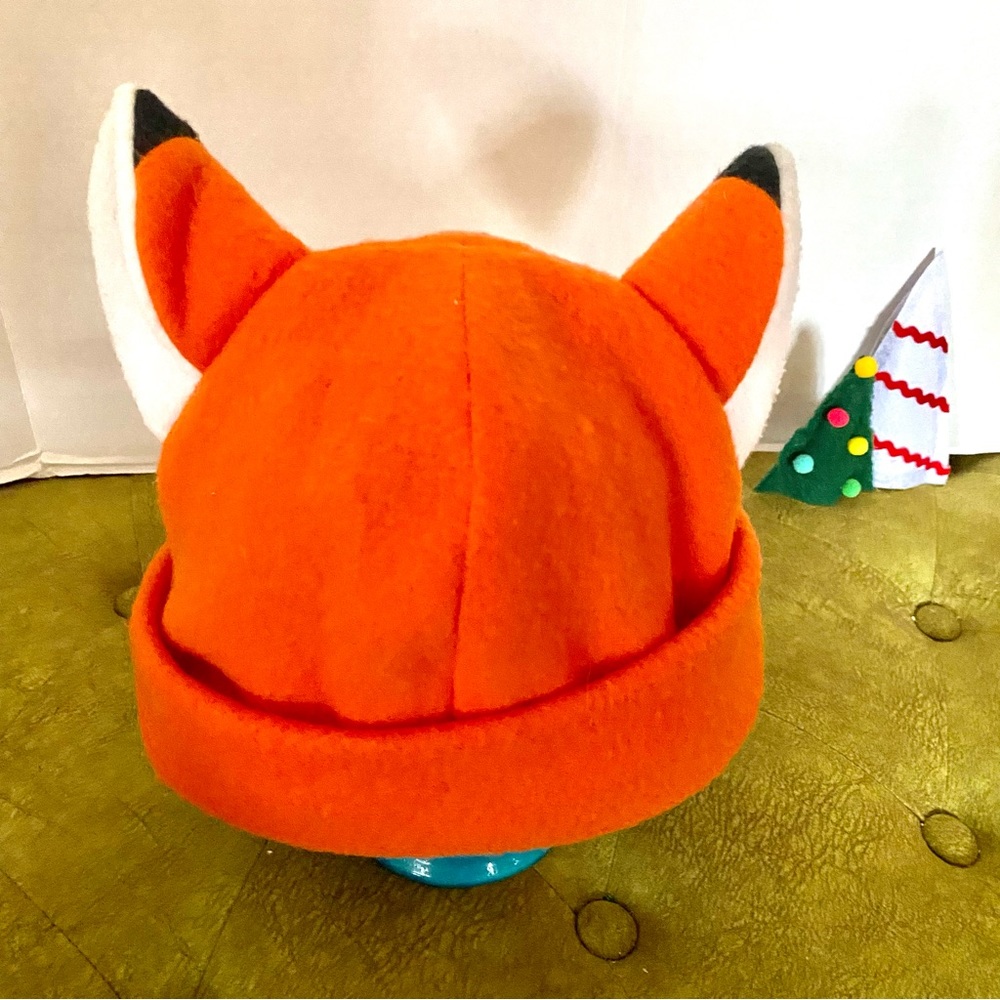 ANIME FOX HAT CUTE KITSUNE EAR HAT WARM FLANNEL HANDMADE 8” 00s VINTAGE